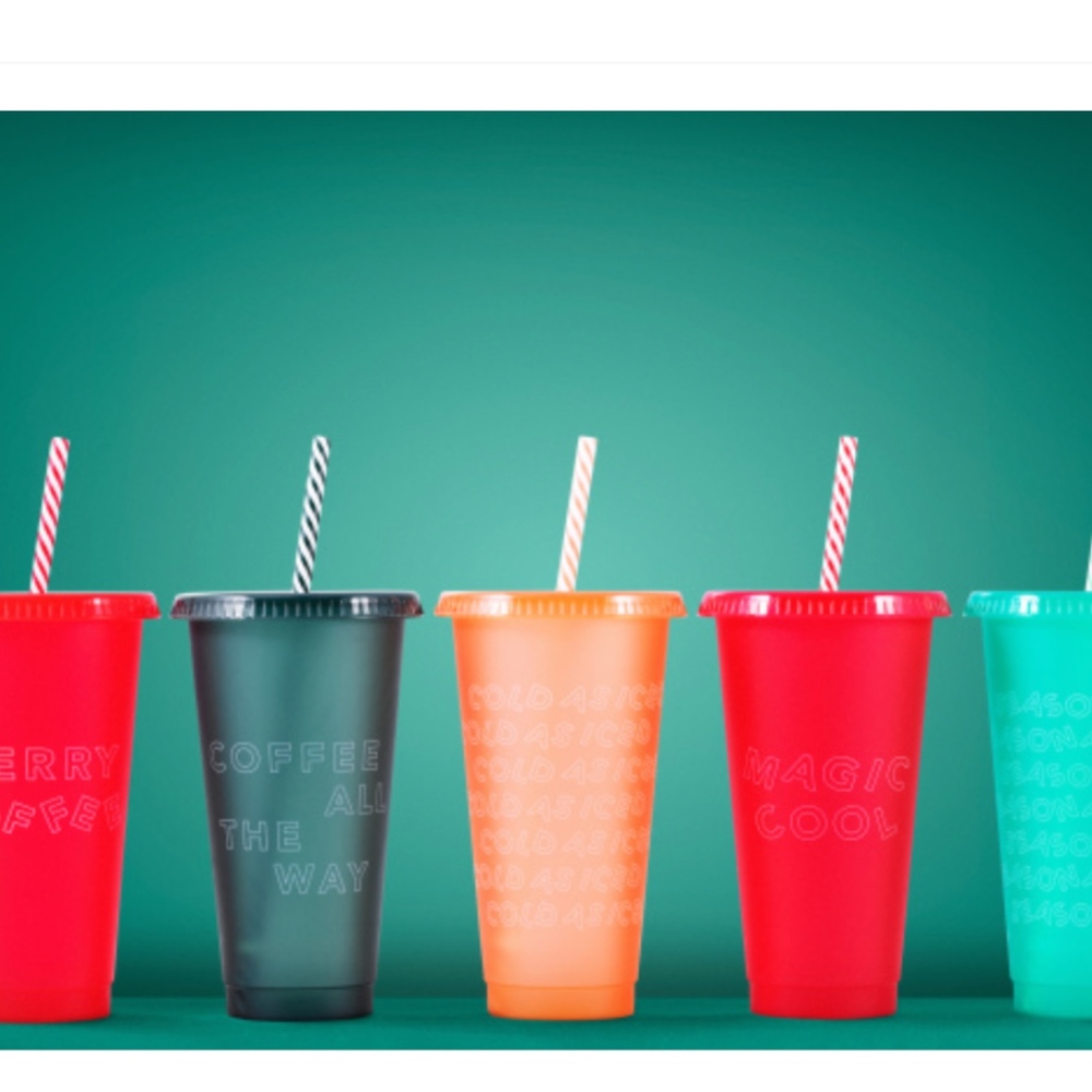 Starbucks 5 Cold Cups Reuseable Christmas 2019